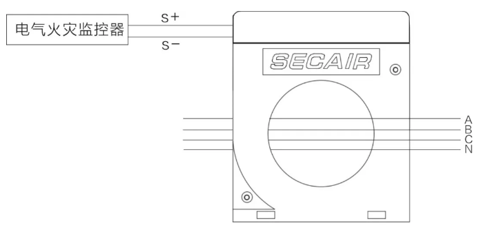 J-SCM41(160)剩余電流式<a href=http://www.detaishiye.cn/dianqihuozai/ target=_blank class=infotextkey>電氣火災(zāi)監(jiān)控</a>探測器接線圖